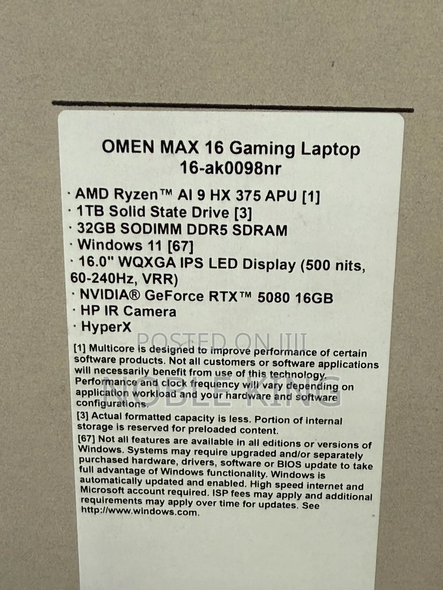 New Laptop HP Omen Max 16 32GB AMD Ryzen 9 SSD 1T