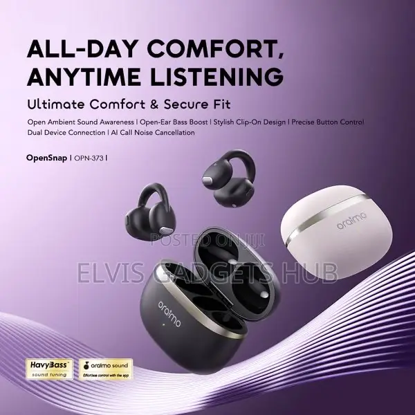 Oraimo Opensnap Clip-on Open-Ear True Wireless Earbuds