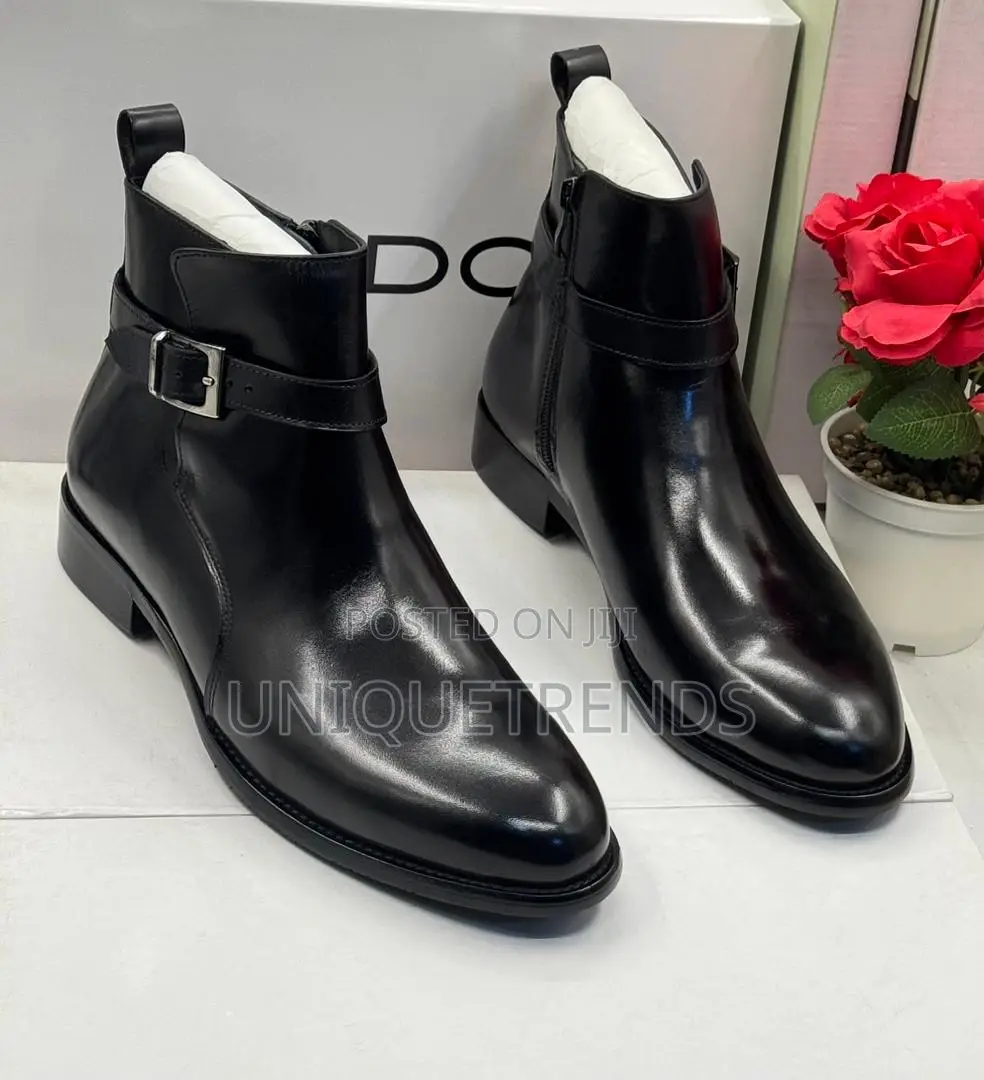 Aldo Leather Buckle Strap Chelsea Boots