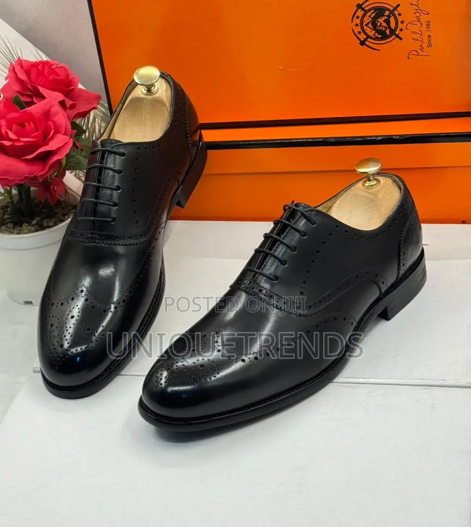 Classic Black Leather Oxford Brogue Shoe