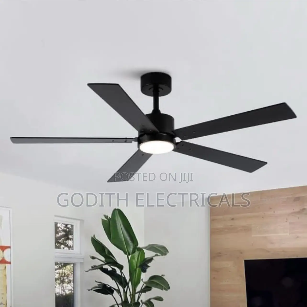 5 Blade Wooden Black Body With 3 Colors N Remote Controlled
