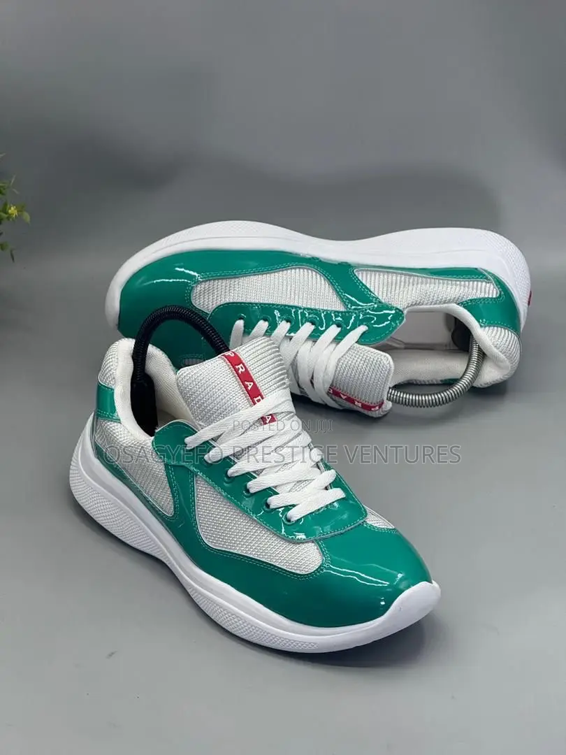 Green/White Prada America’S Cup Sneaker