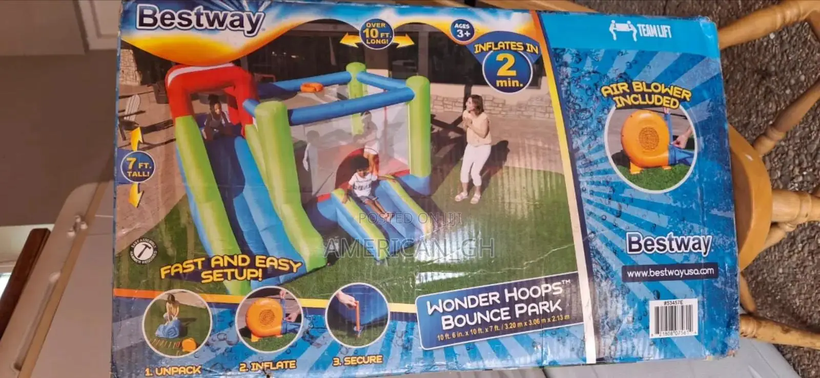 Wonder Hoops Kids Inflatable Mega Bounce Park, 7' Tall X 10' Long