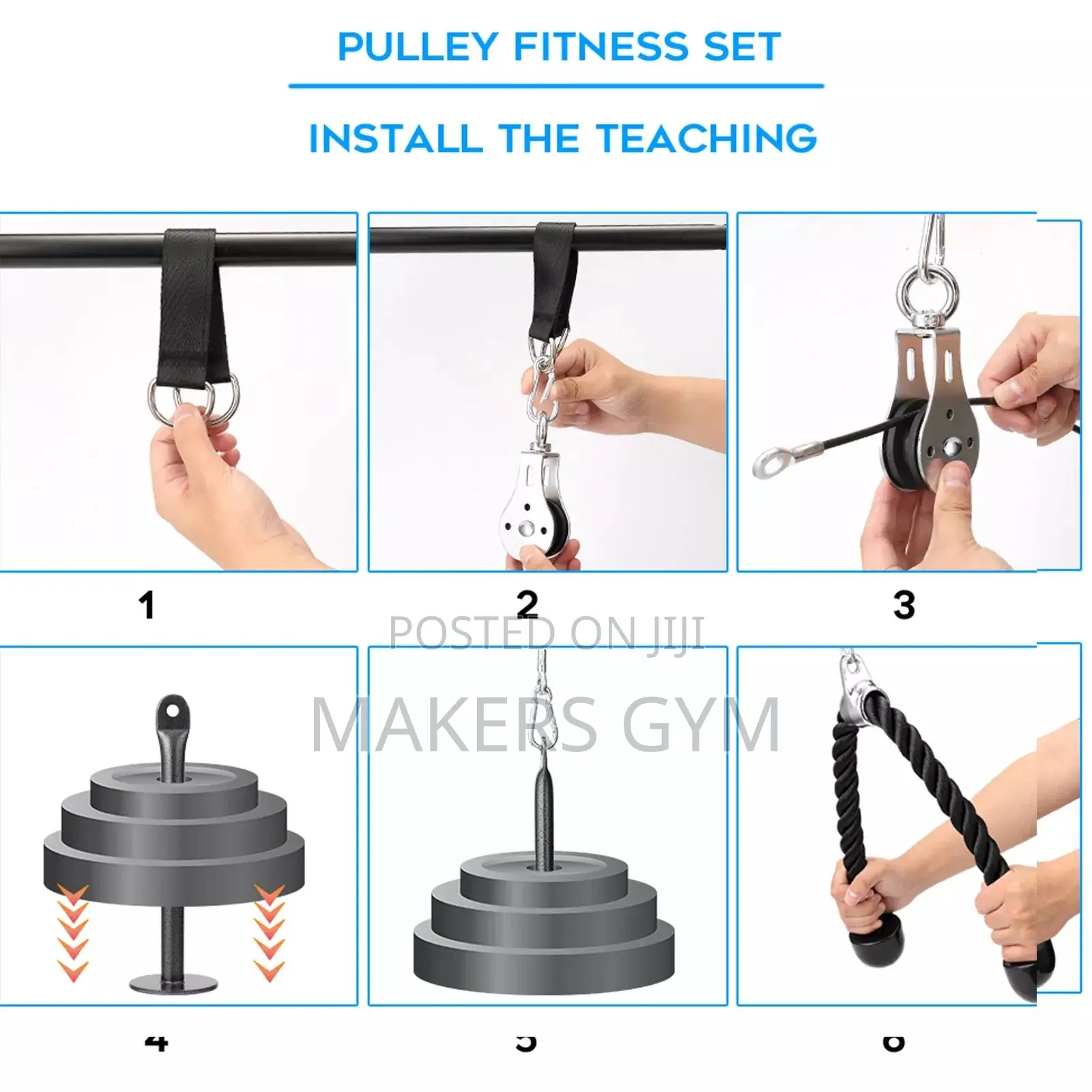 Pulley System|Adjustable 2m Rope|Lat Pull Down