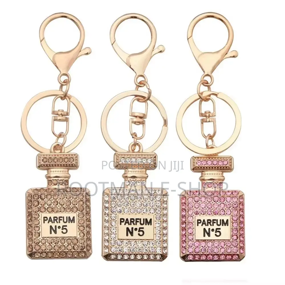 Diamond Perfume Bottle Keychain | Metal Bag Pendant Car Accessory