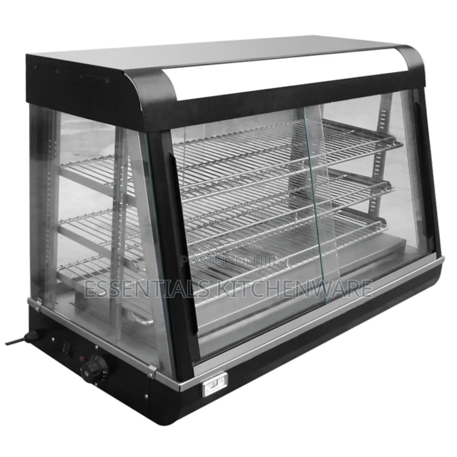 3pcs Curved Glass Food Warmer Display Showcase