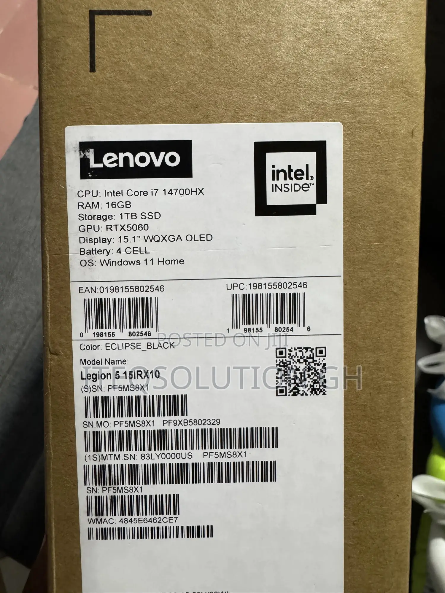 New Laptop Lenovo Legion 5i 16GB Intel Core i7 SSD 1T