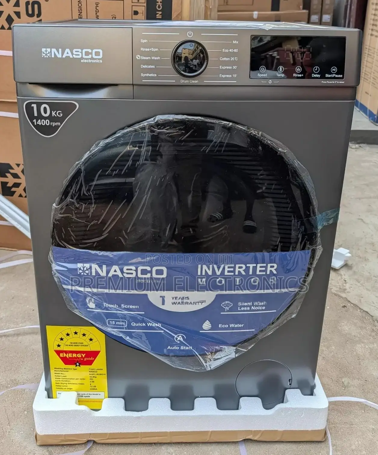 Nasco 10kg Front Load Washing Machine Touch Screen |