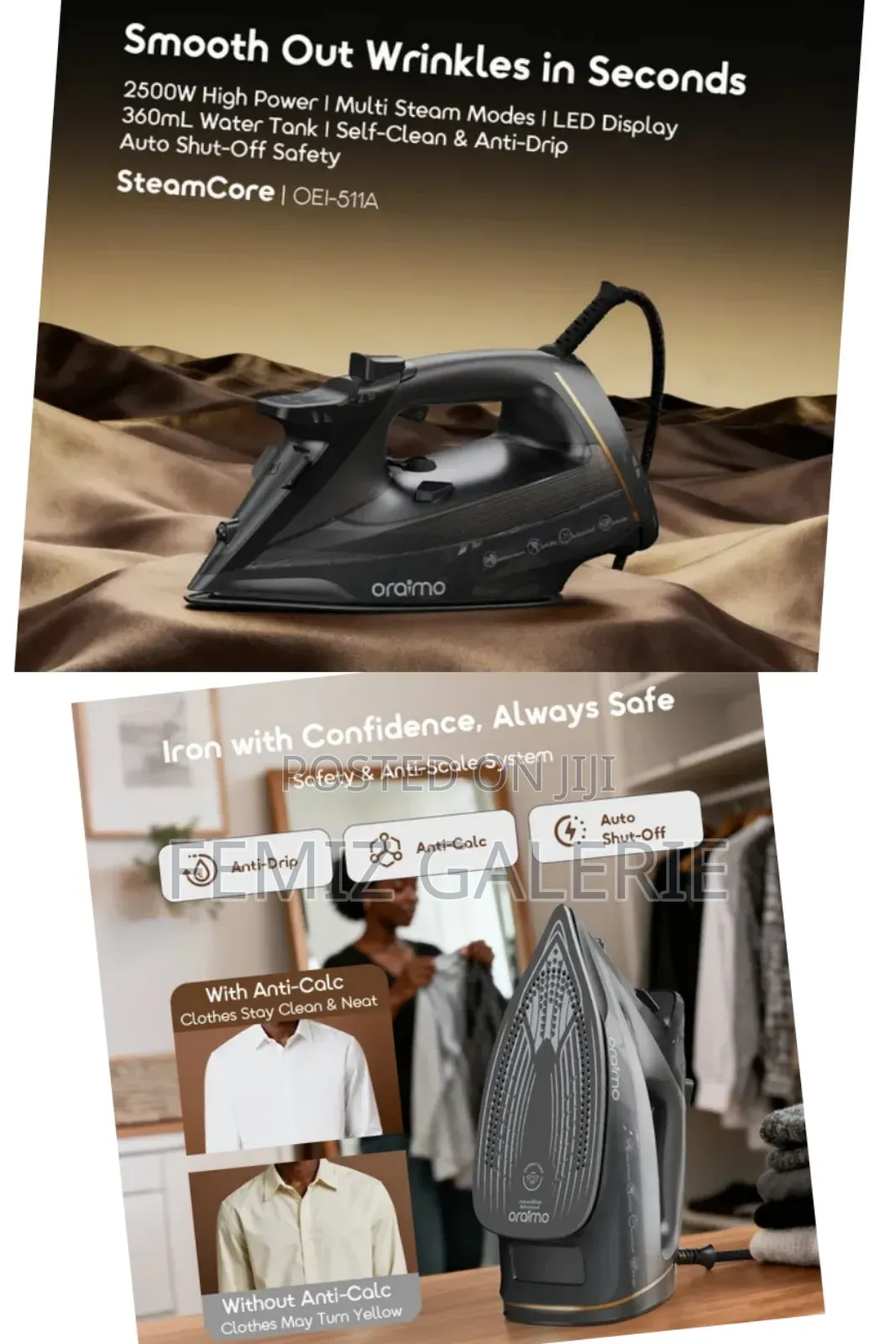 Oraimo Steamcore 2500w Led Display Electric Iron