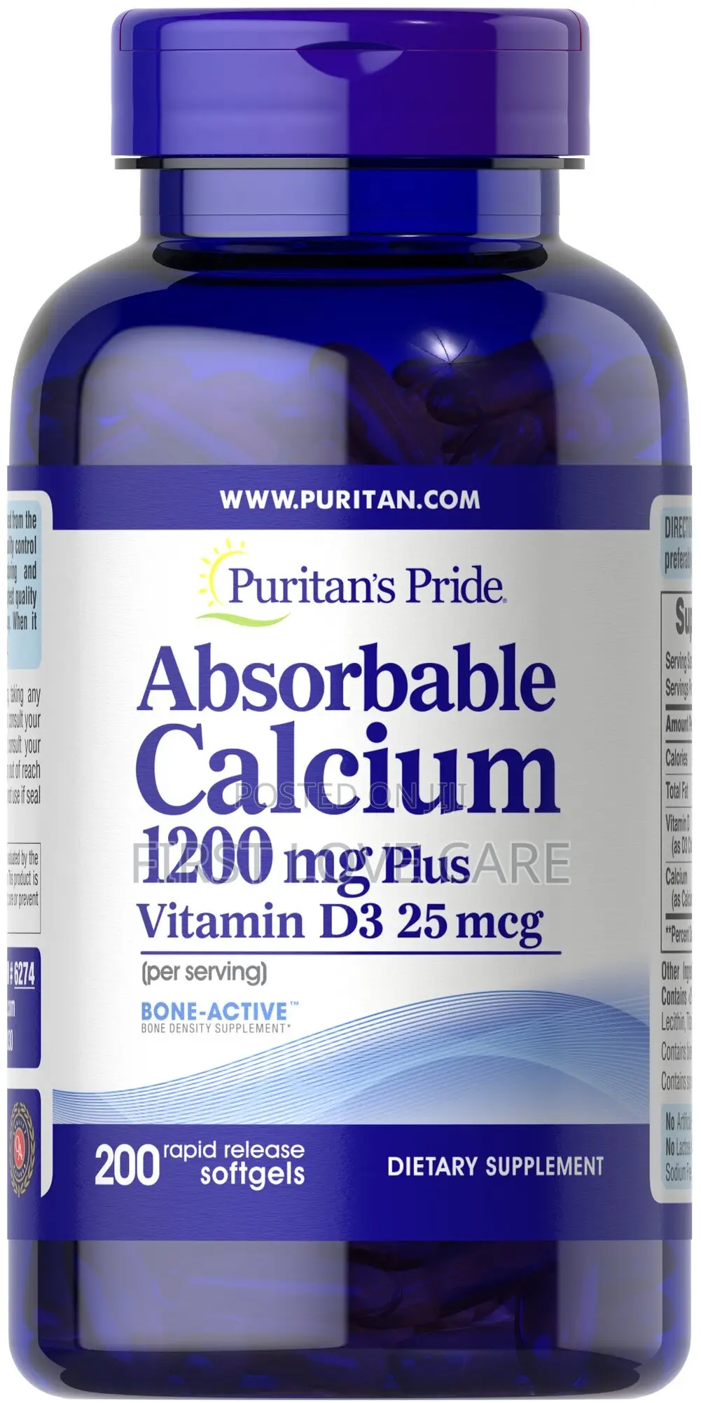 Puritan Pride Absorbable Calcium 1200mg Plus Vitamin D3 25mcg