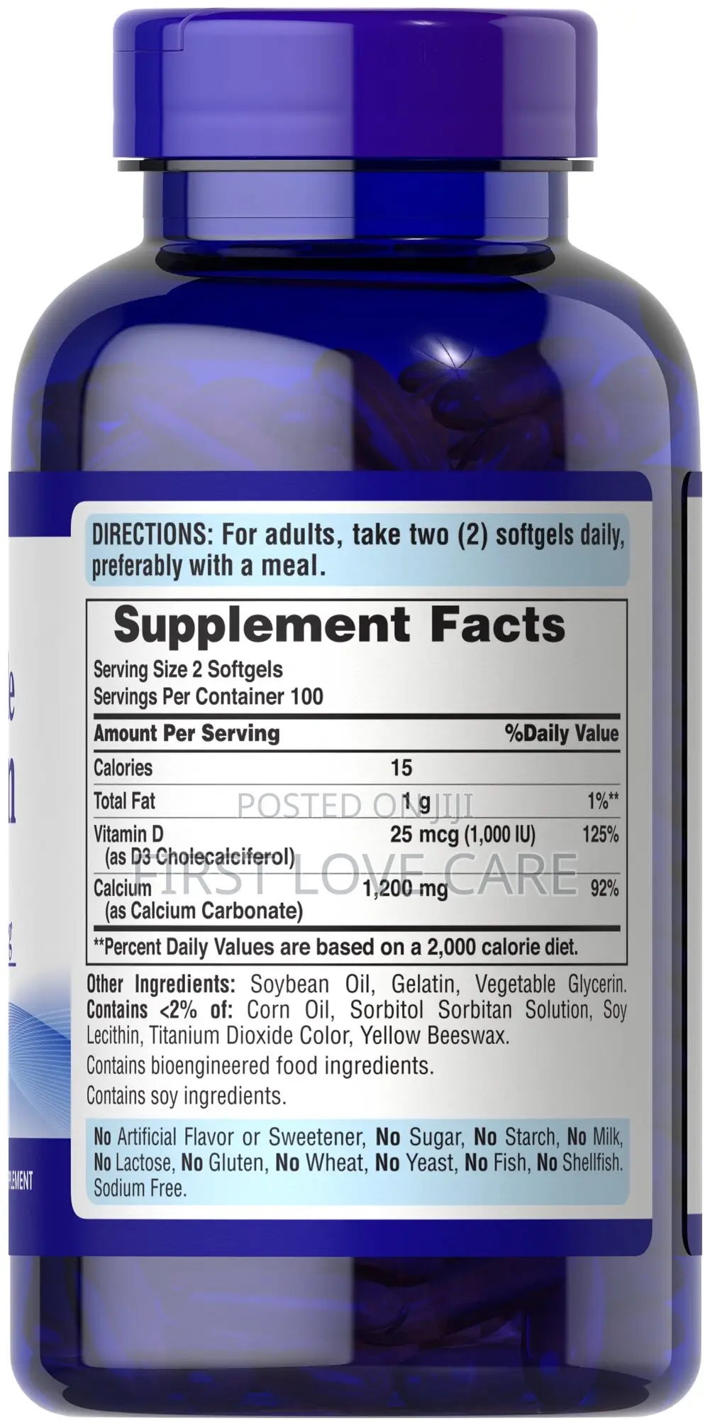 Puritan Pride Absorbable Calcium 1200mg Plus Vitamin D3 25mcg