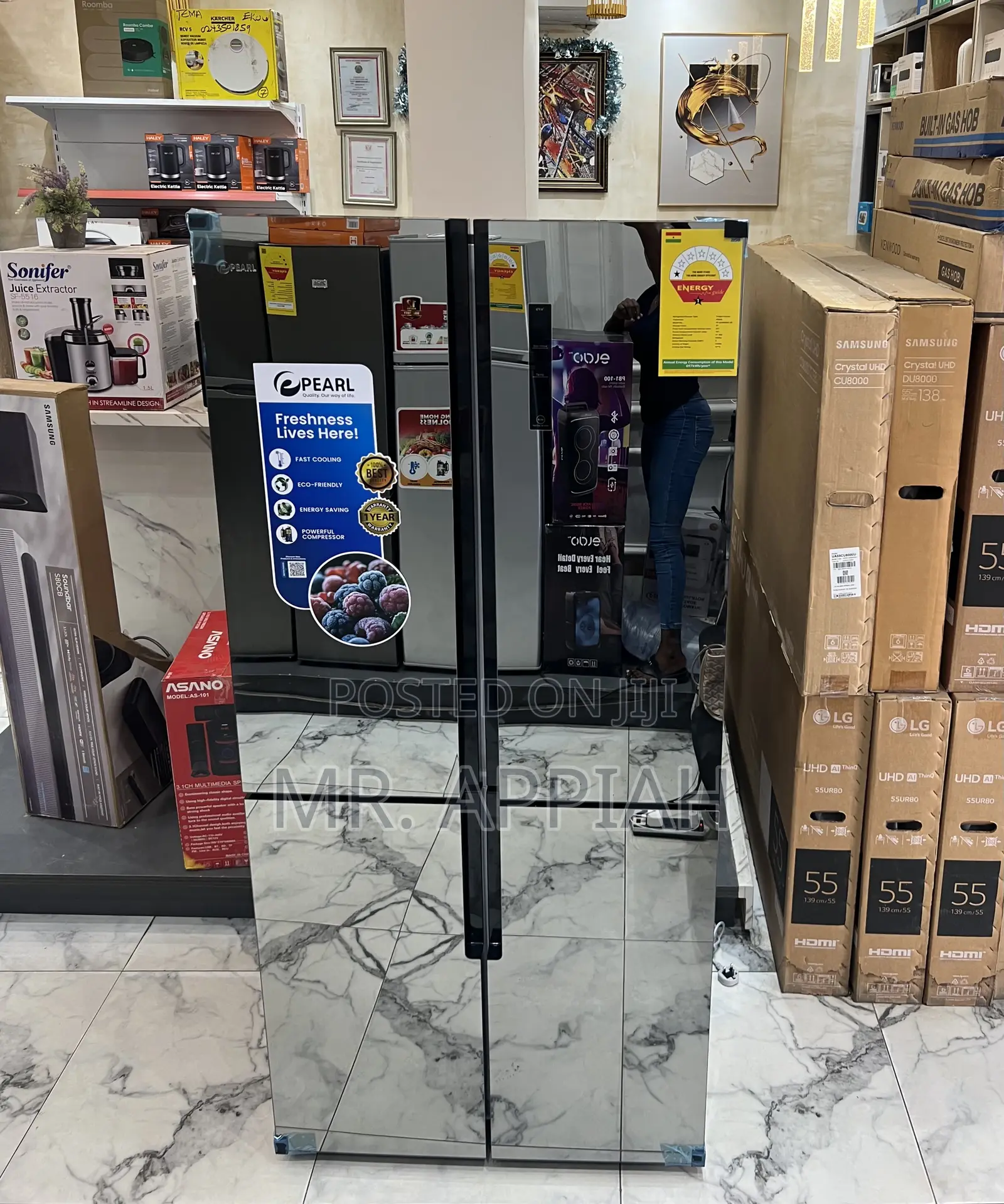 Affordable Pearl Pf-630mdbg-2gb Side by Side Refrigerator(Mirror)