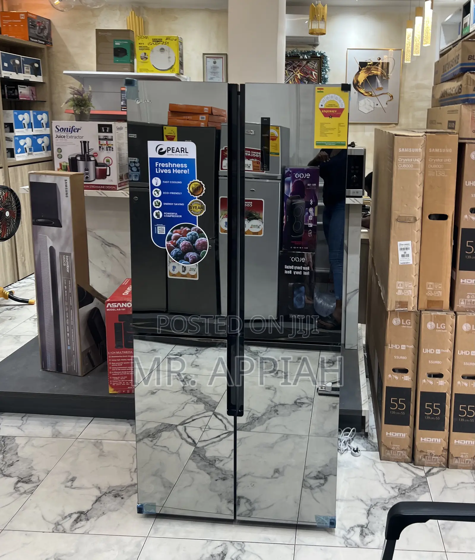 Fresh in Box Pearl Pf-630mdbg-2gb Side by Side 4 Door Fridge(482l)