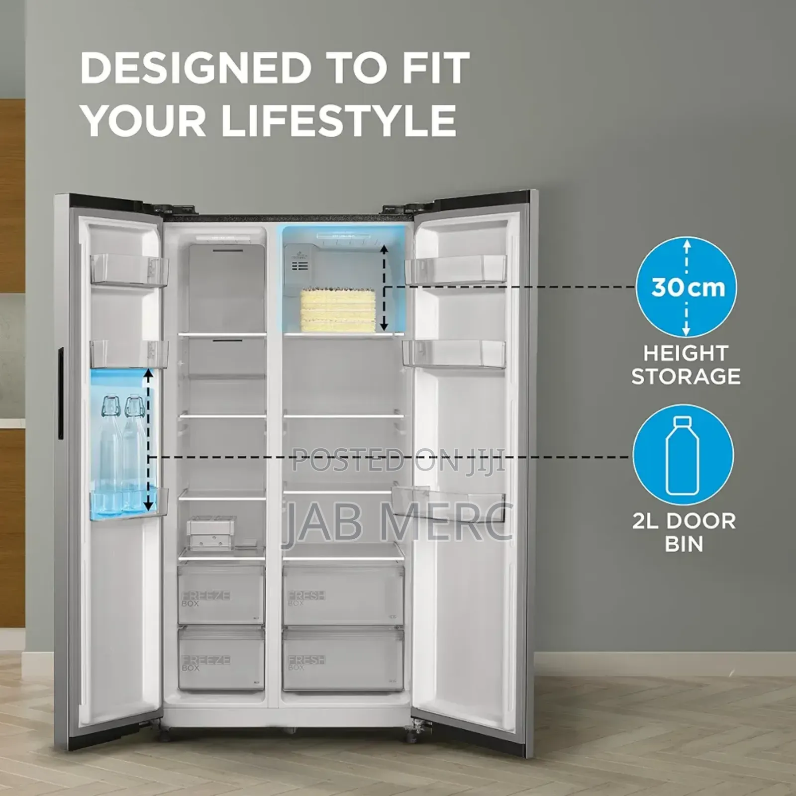 Midea 700l Side by Side, Frost Free Refrigerator |Digital Display|