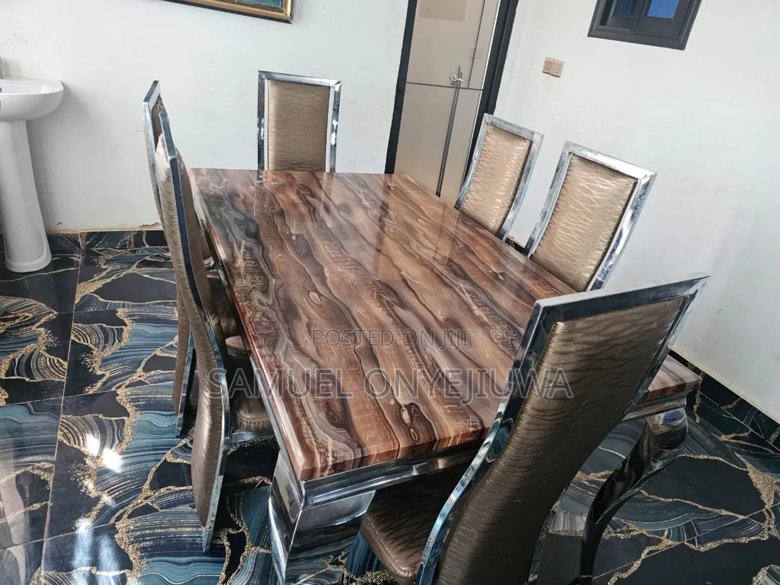 Marble Dining Table With 6 Sitting Chairs(Promiseland Katamanso)