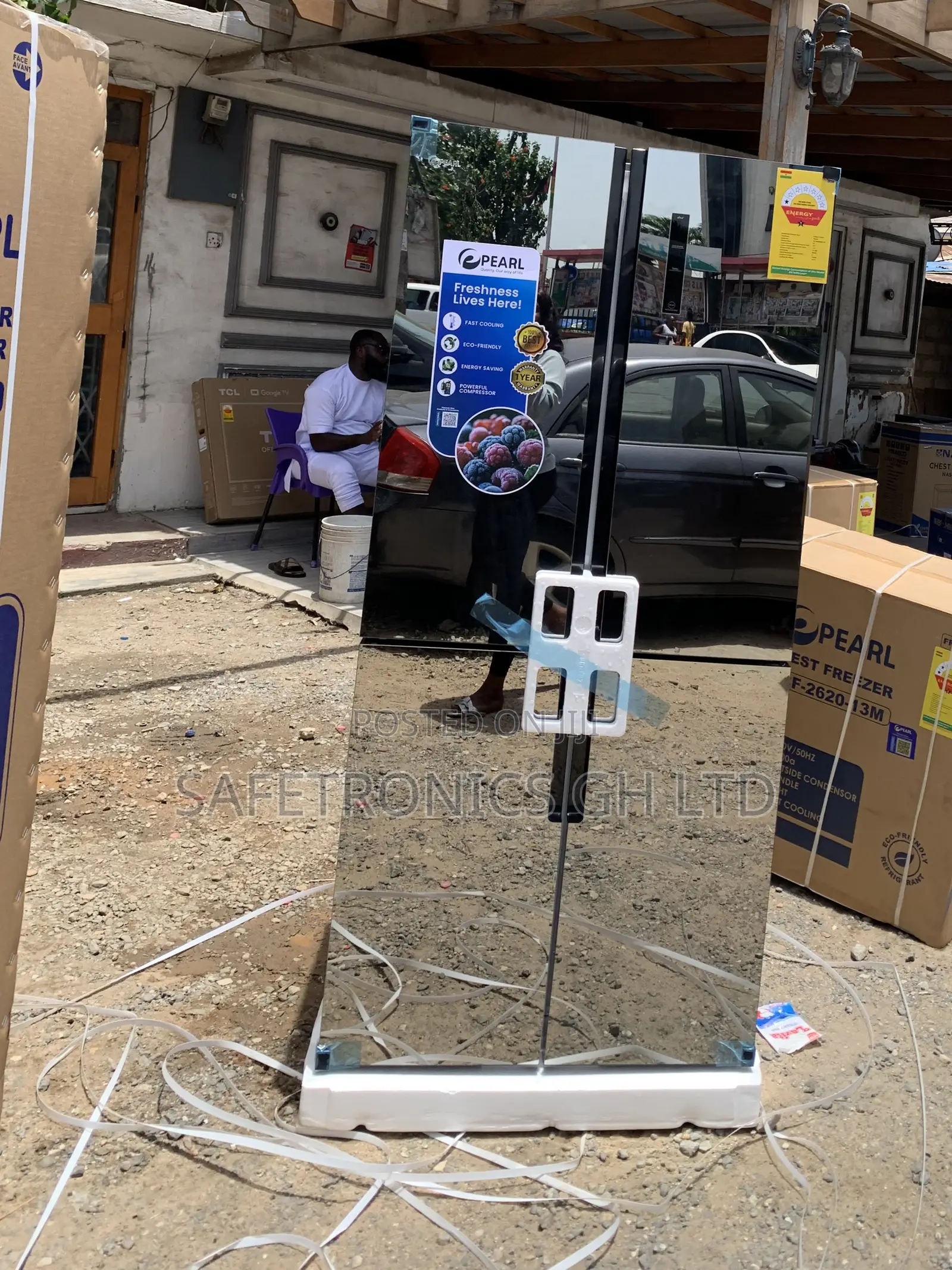 Top Class Mirror Side by Side 482 Liters Pearl 4 Doors Fridge