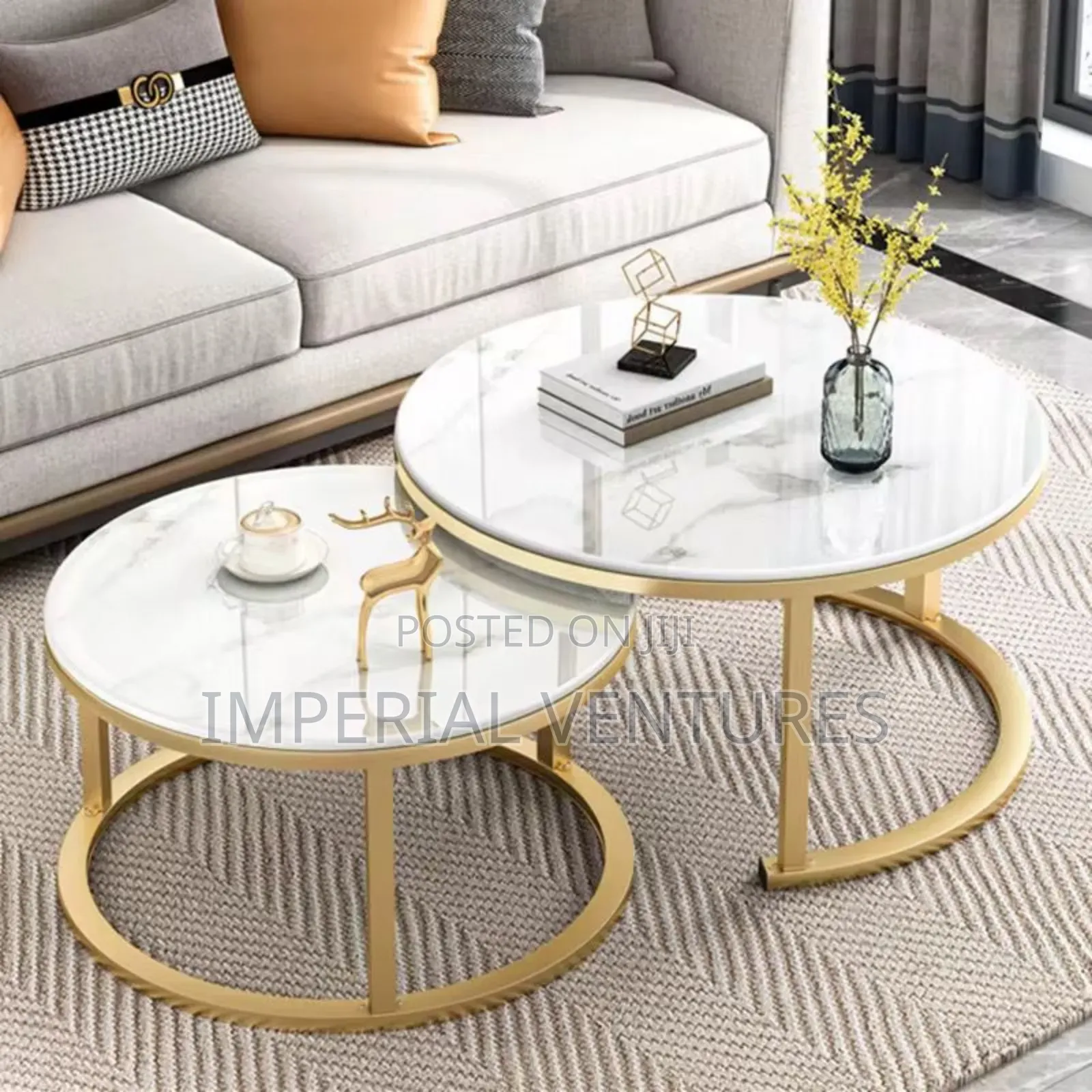 Double Round White Center Table