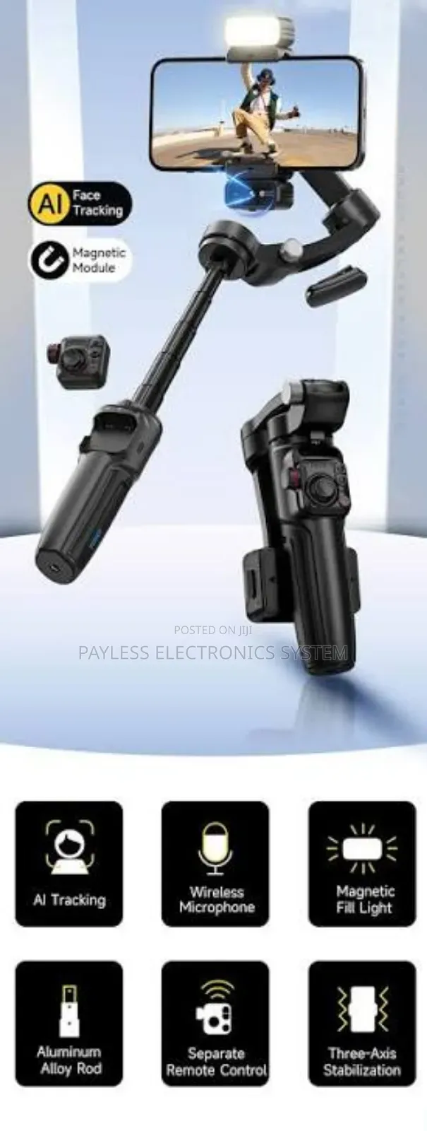 Tokqi M06 Ai Tracking Gimbal Anti-Shake Stabilizer Built-in Telescopic