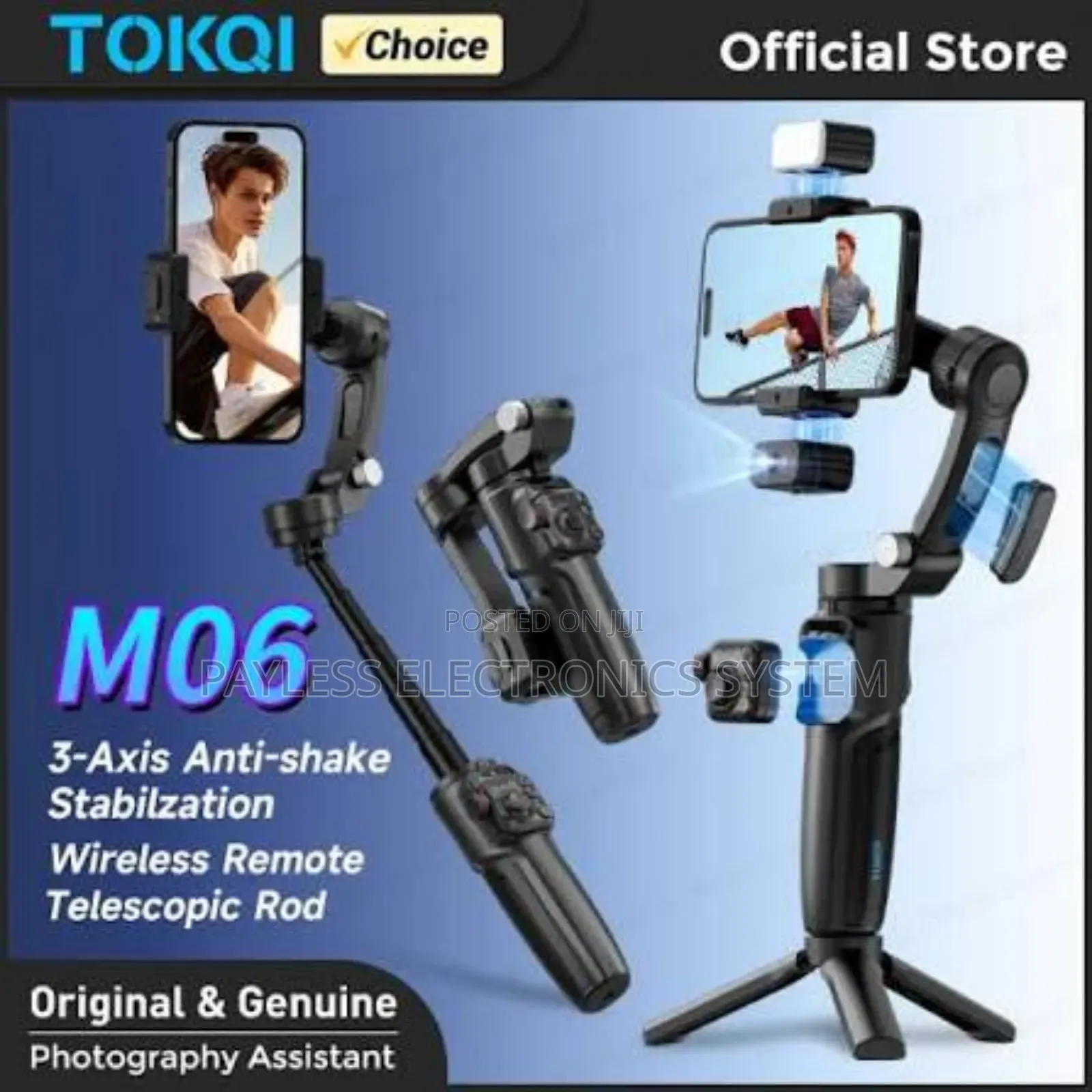 Tokqi M06 Ai Tracking Gimbal Anti-Shake Stabilizer Built-in Telescopic
