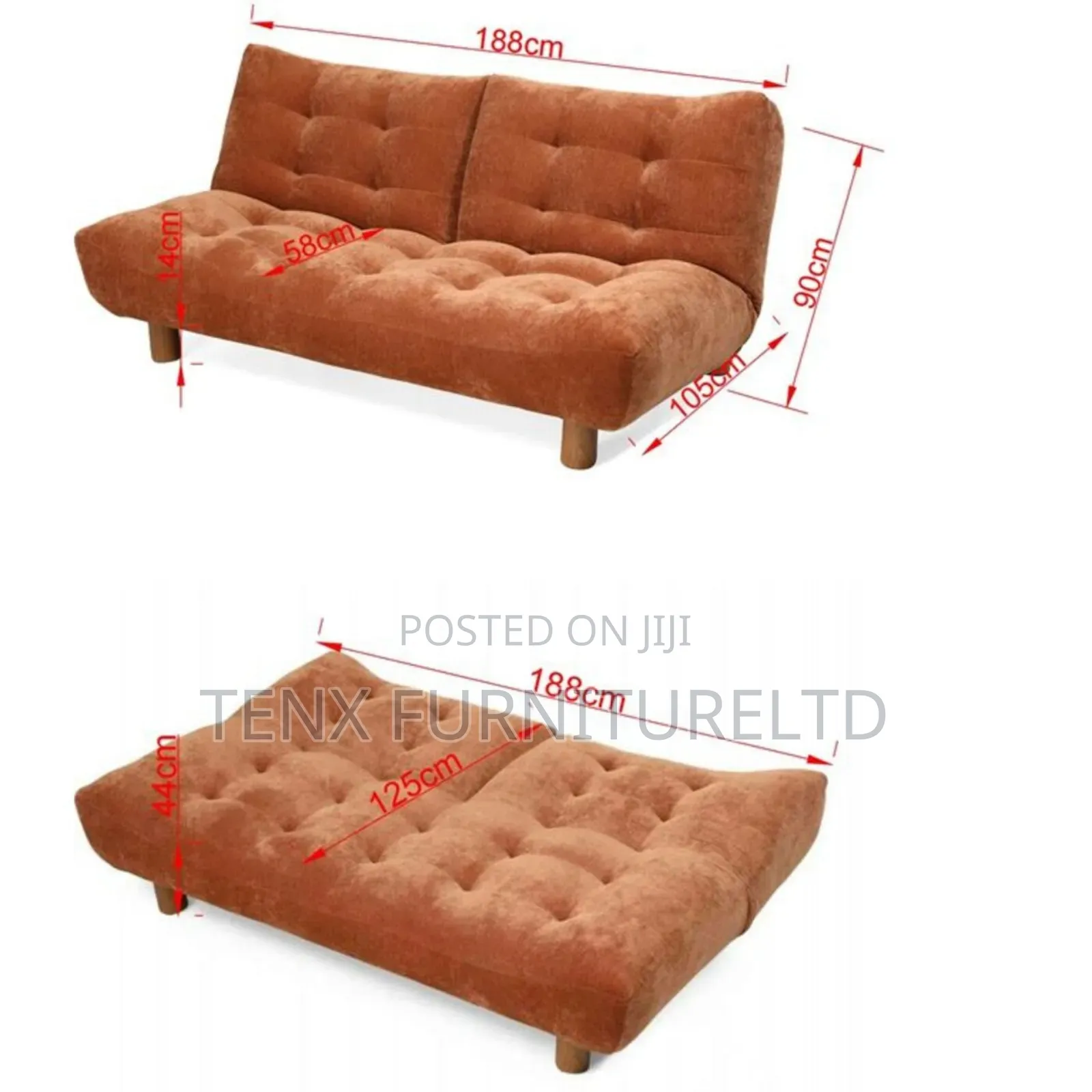 Sofa Bed (Orange Color)