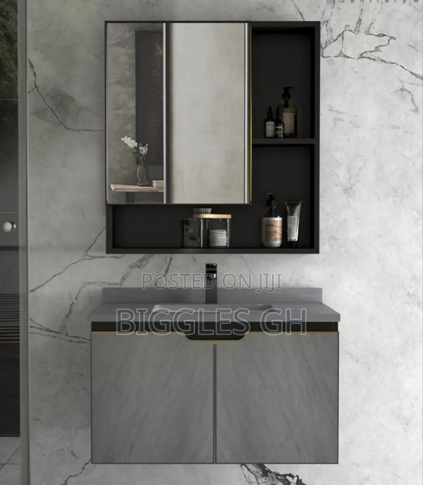 Cabinet Basin With Mirror- Marble Top- 60cm