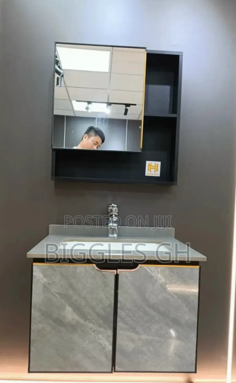 Cabinet Basin With Mirror- Marble Top- 60cm