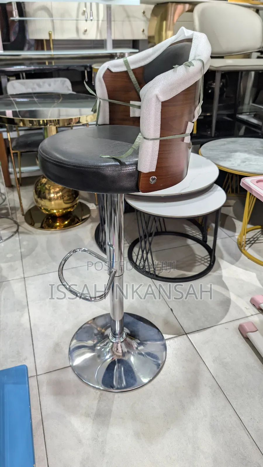 Adjustable Height Leather Stool