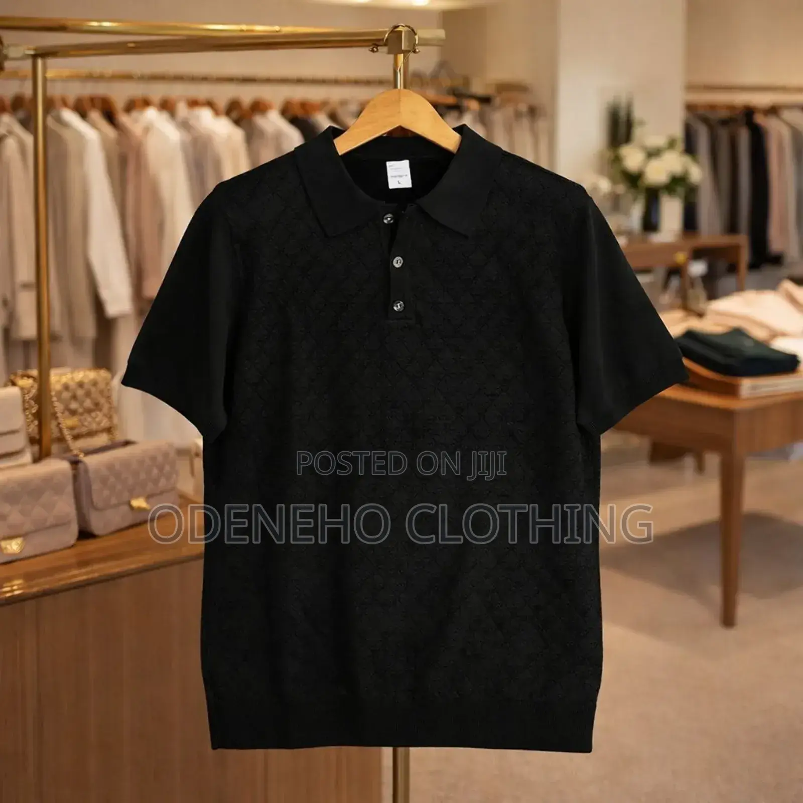 All Black Button Knitted Club T