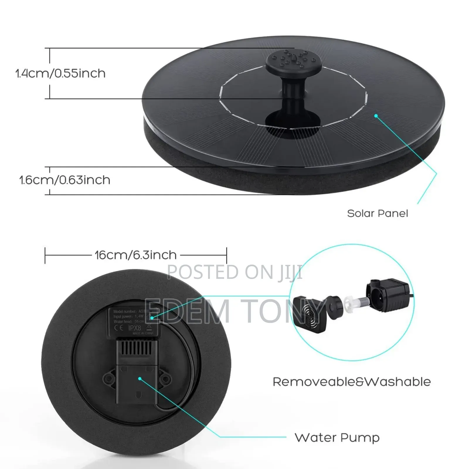 Solar Floating Fountain, for Fish Tanks, Small Garden Ponds