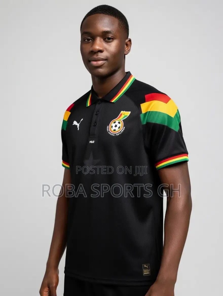 Ghana Retro-Inspired Black Polo Jersey