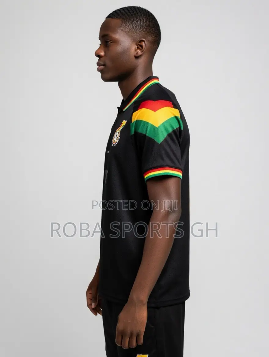 Ghana Retro-Inspired Black Polo Jersey