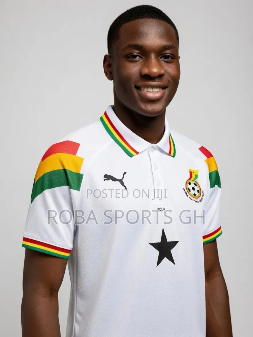 Ghana Retro-Inspired White Polo Jersey