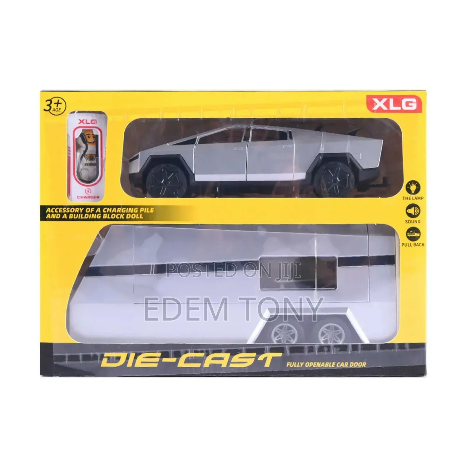 Tesla Cybertruck Die-Cast Toy Set Trailer, Charging Pile