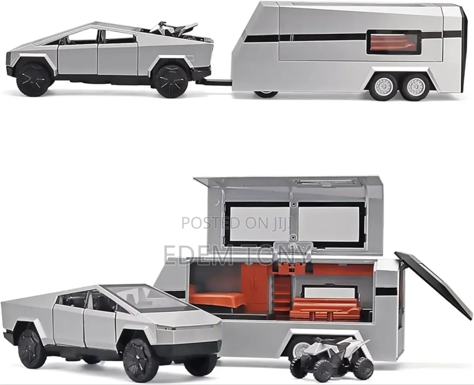 Tesla Cybertruck Die-Cast Toy Set Trailer, Charging Pile