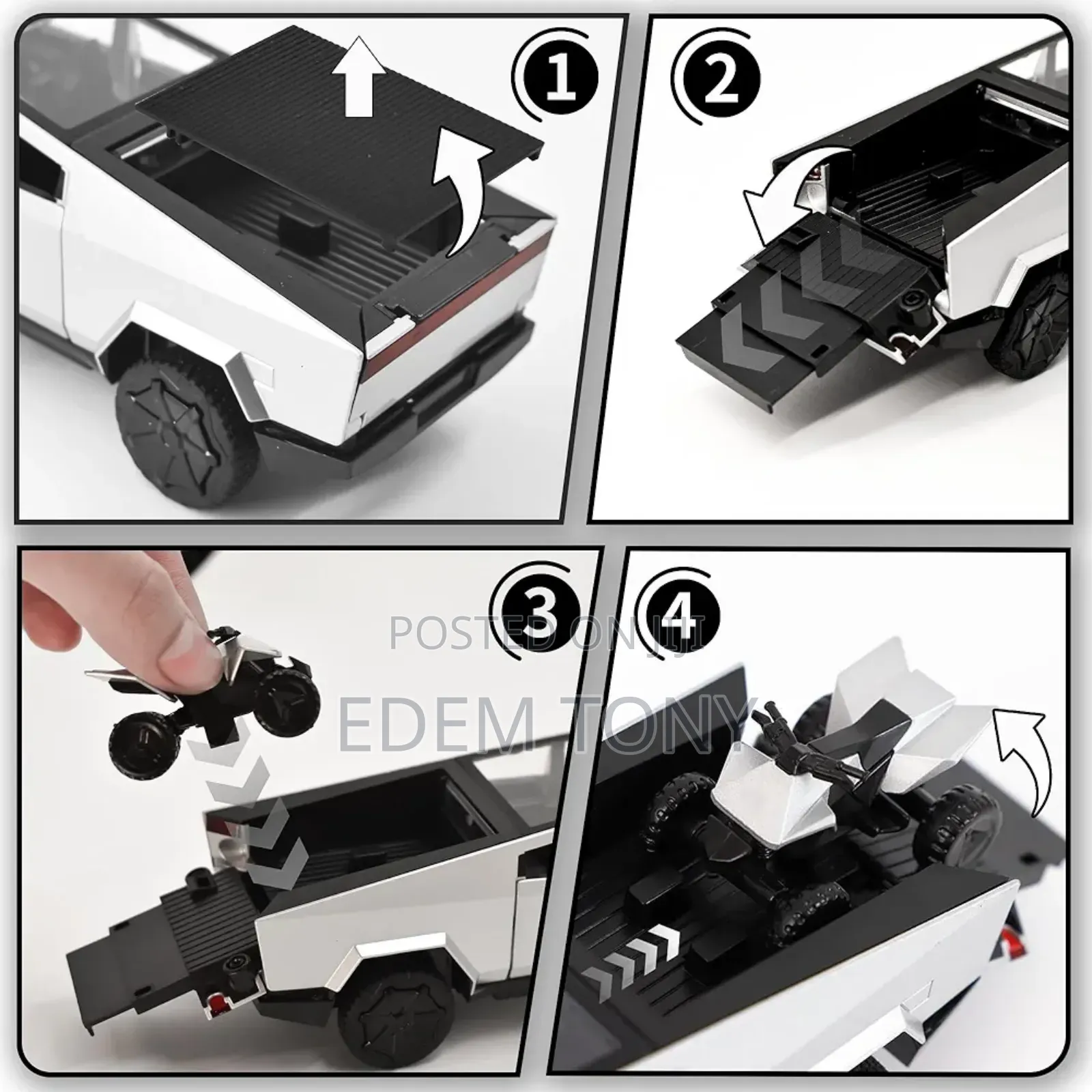 Tesla Cybertruck Die-Cast Toy Set Trailer, Charging Pile