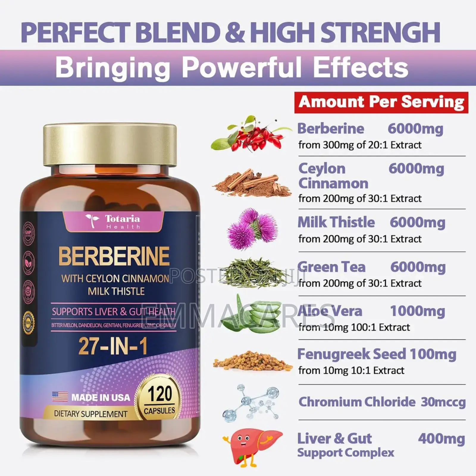 Berberine With Ceylon Cinnamon, Milk Thistle, Turmeric, Bitter Melon