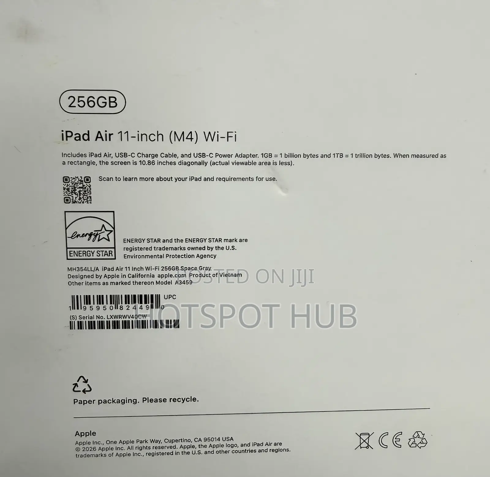 New Apple iPad Air 256 GB Gray