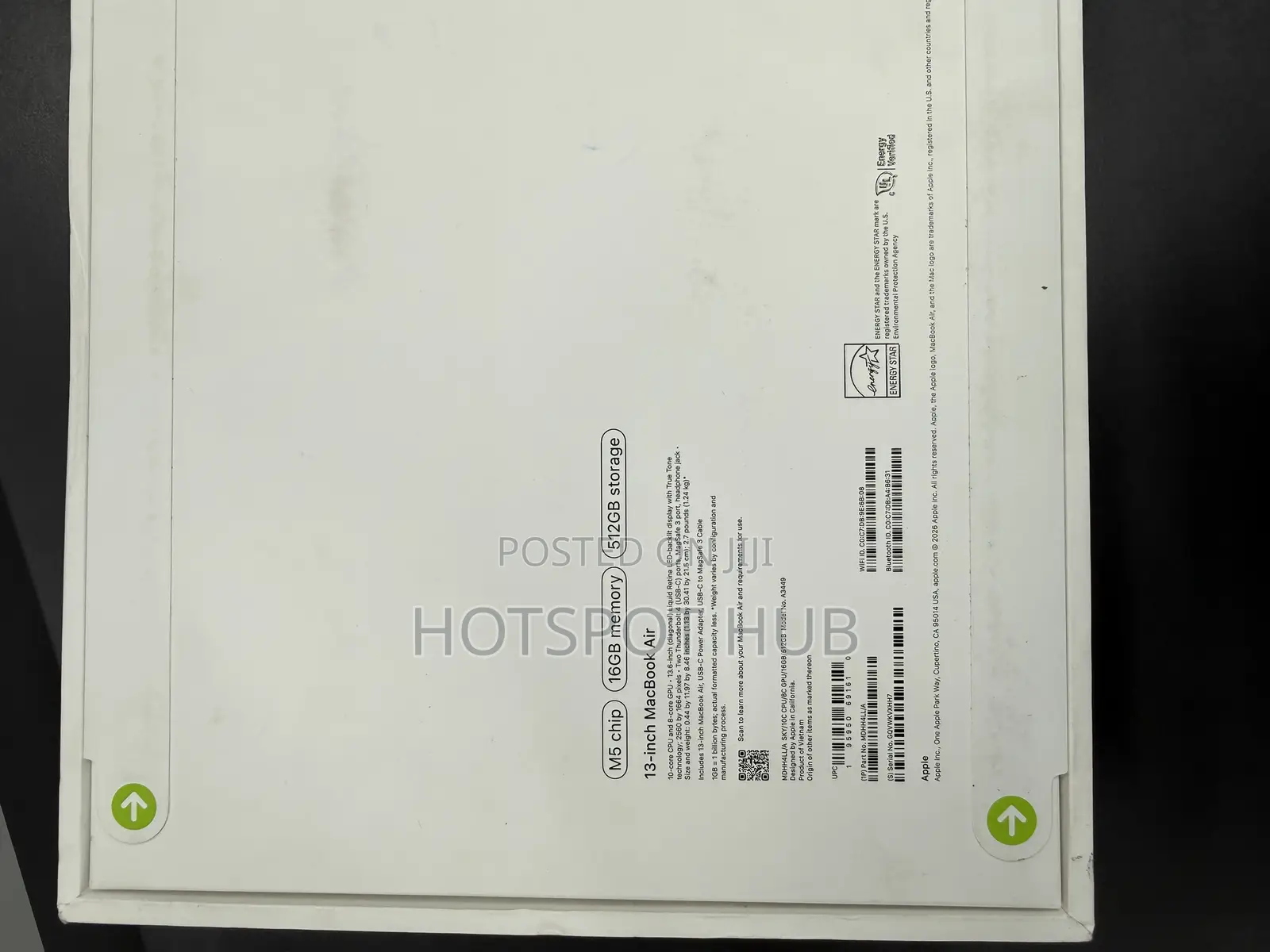 New Laptop Apple MacBook Air 2026 M5 16GB Apple M5 SSD 512GB