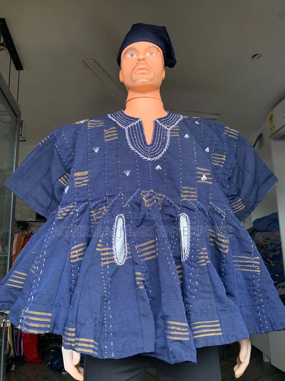 Blue and Brown Strips Men Smock