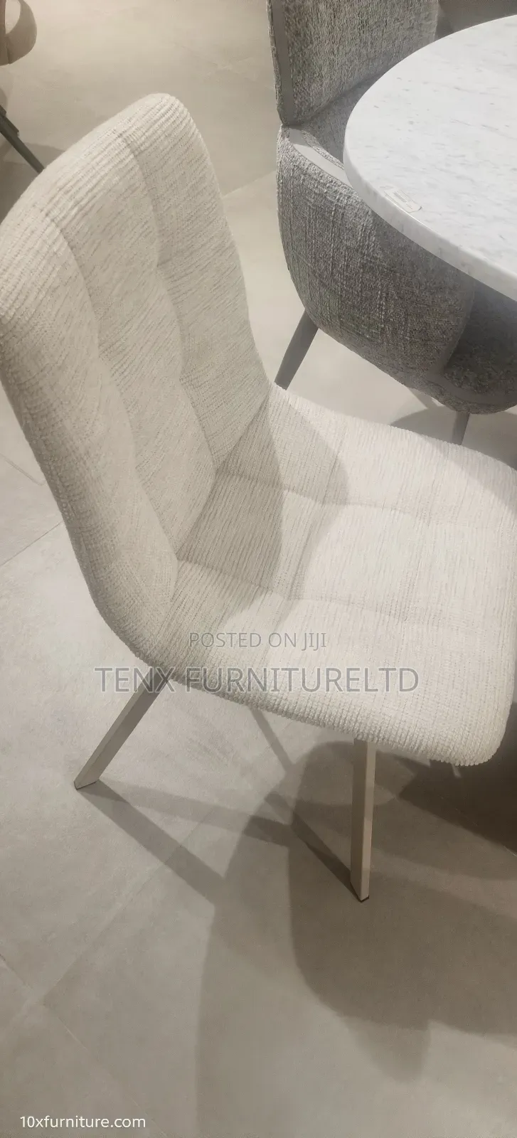 Dining Chair Metal With Pu Leather(Off White)