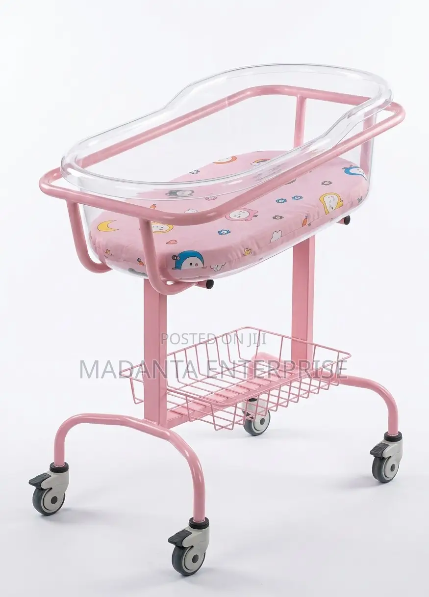 Hospital Baby Cot / Neonatal Bassinet – Acrylic (Pink Frame)