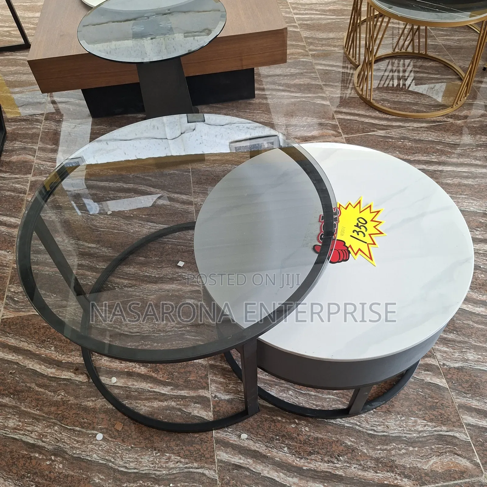 Double Center Table Wd11 (Glass and Marble)