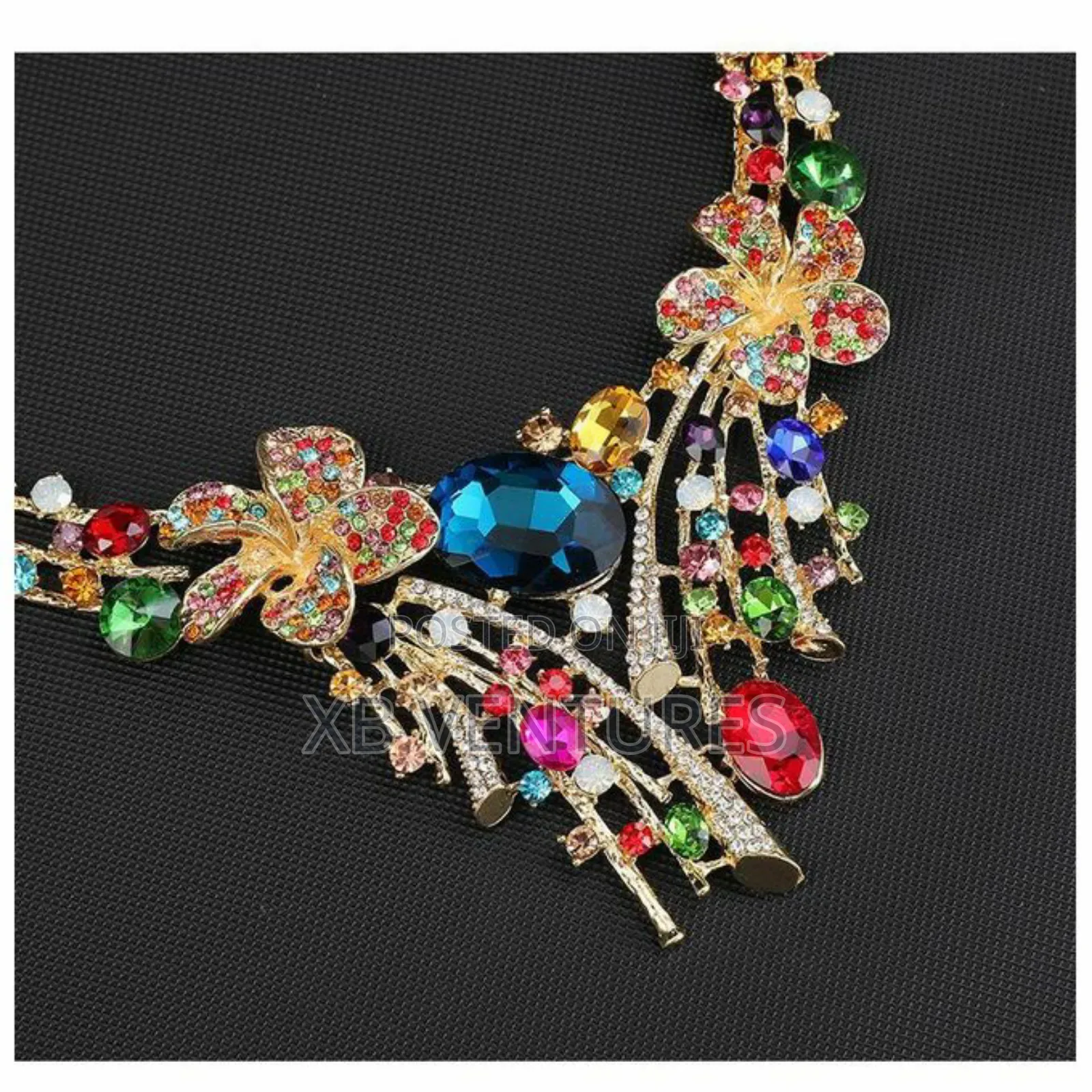 Flower Necklace Earrings Jewelry Set Bridal Banquet