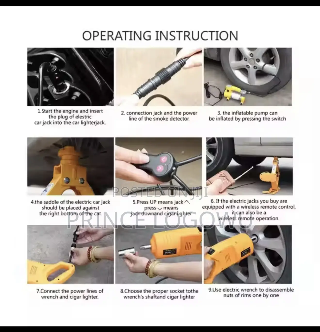 • 7-in-1 Electric Car Jack Kit (3 Ton) – Lift, Inflate Repair Easily