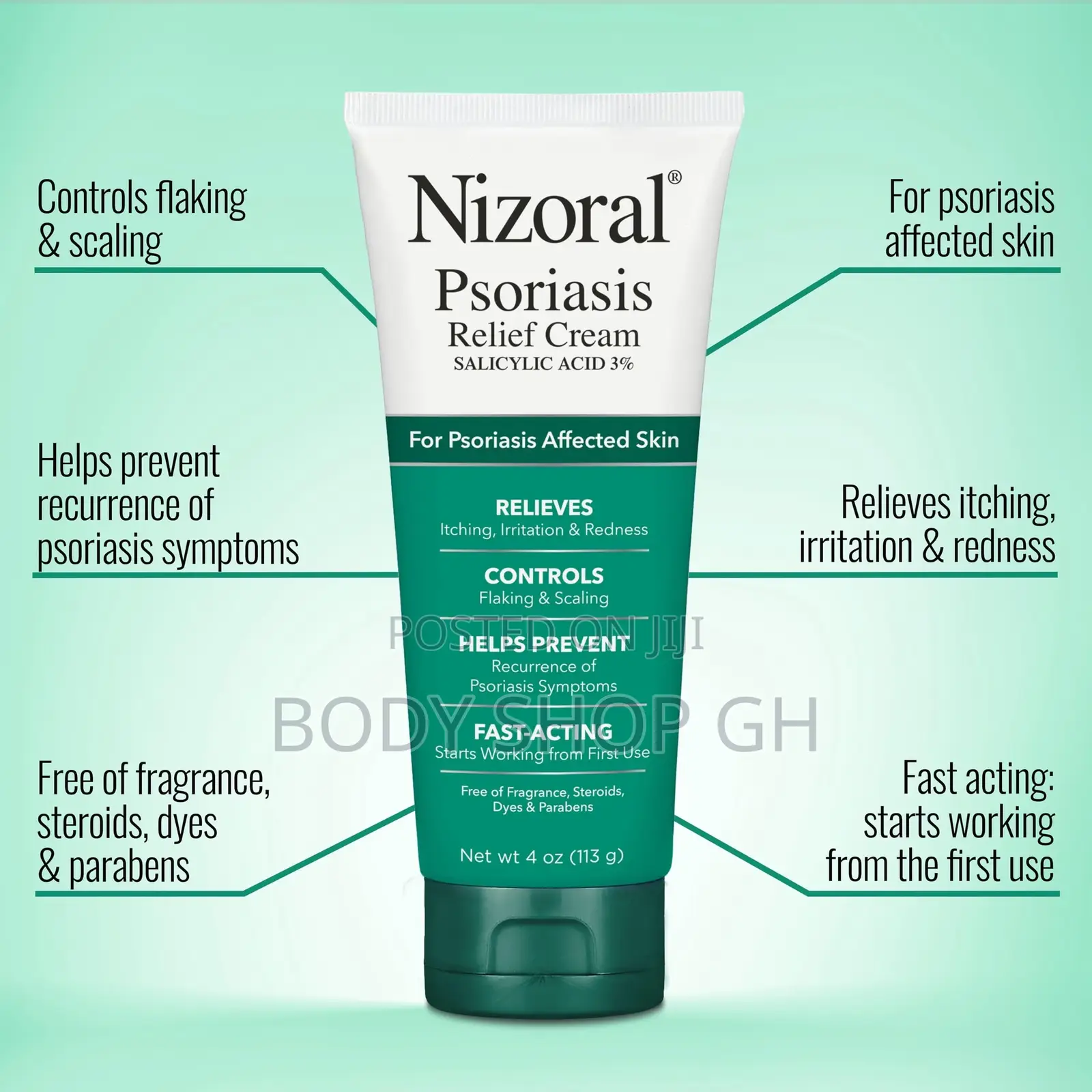 Nizoral Psoriasis Relief Cream- Relieves Itching, Irritation, Redness