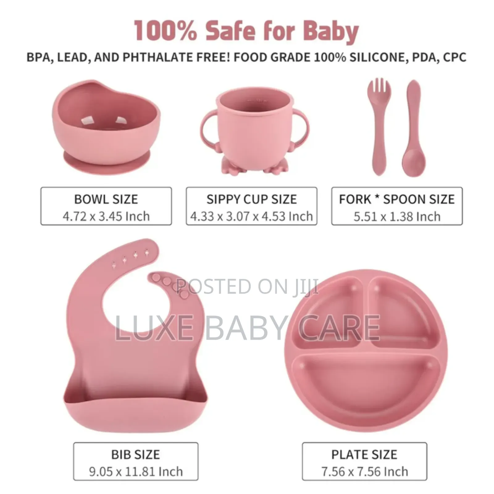 Silicone Suction Plate, Bowls, Bibs, Cup With Straw, Spoon, and Fork