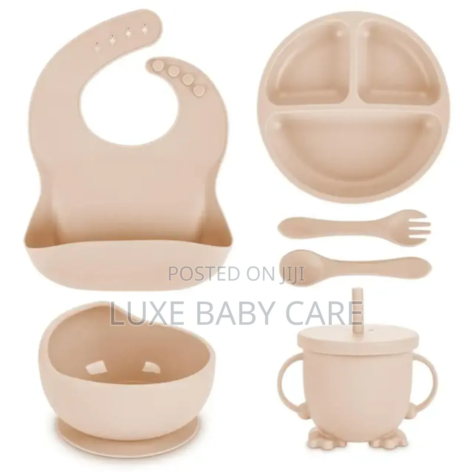 Silicone Suction Plate, Bowls, Bibs, Cup With Straw, Spoon, and Fork