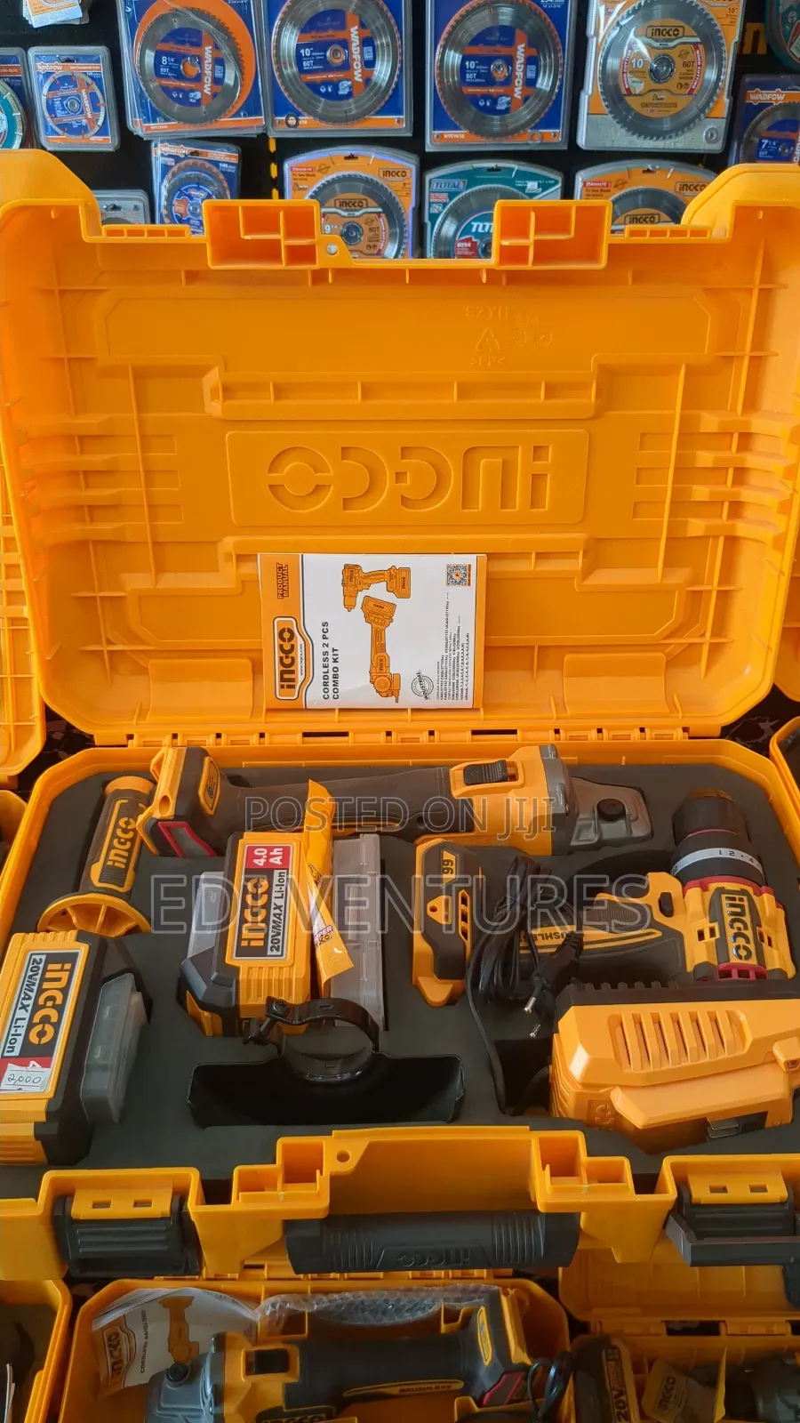 Ingco Cordless Impact Drill + Cordless Angle Grinder