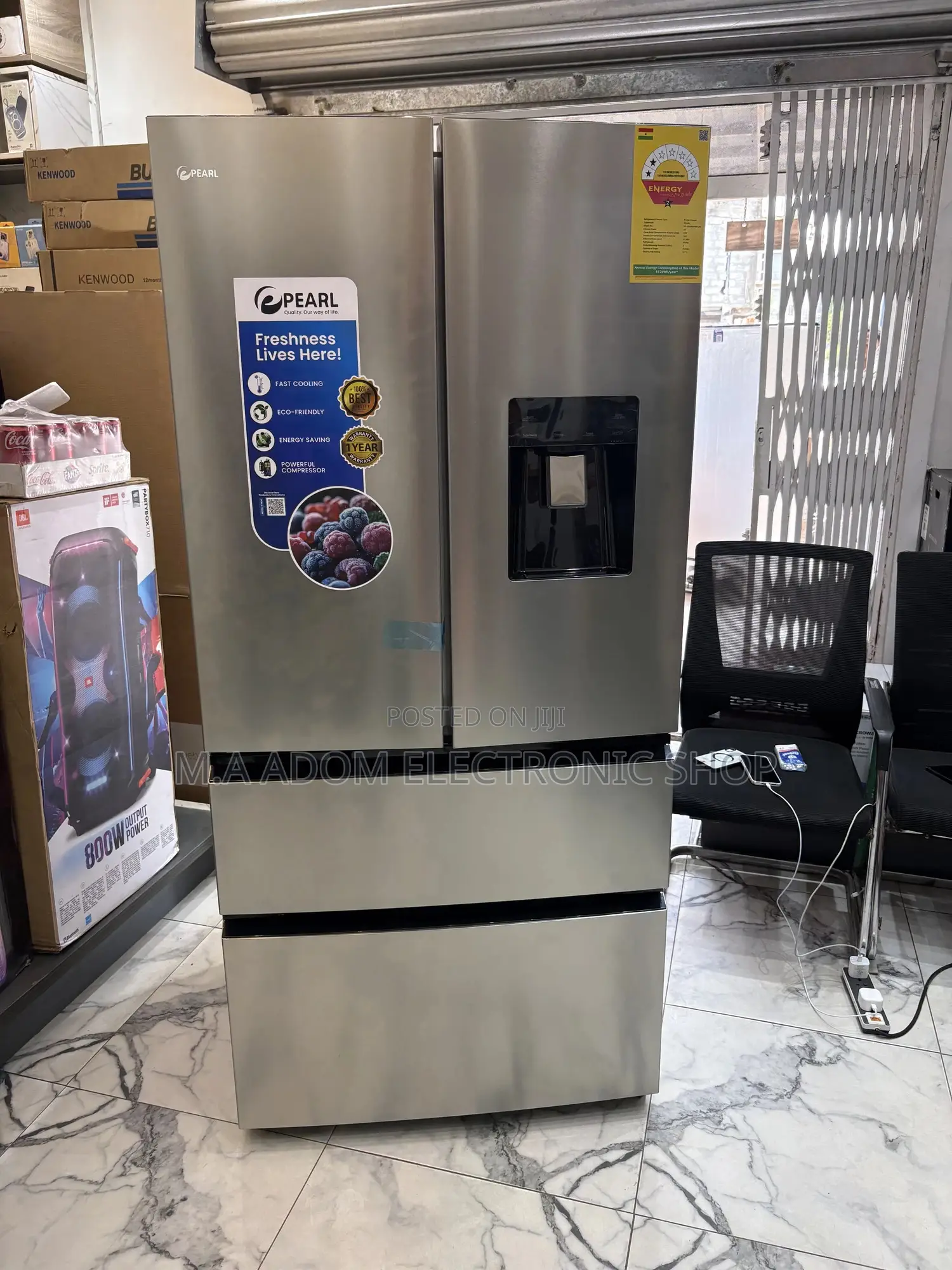 Pearl 2 Star 531 Litres Side by Side With Down Drawer Freezer