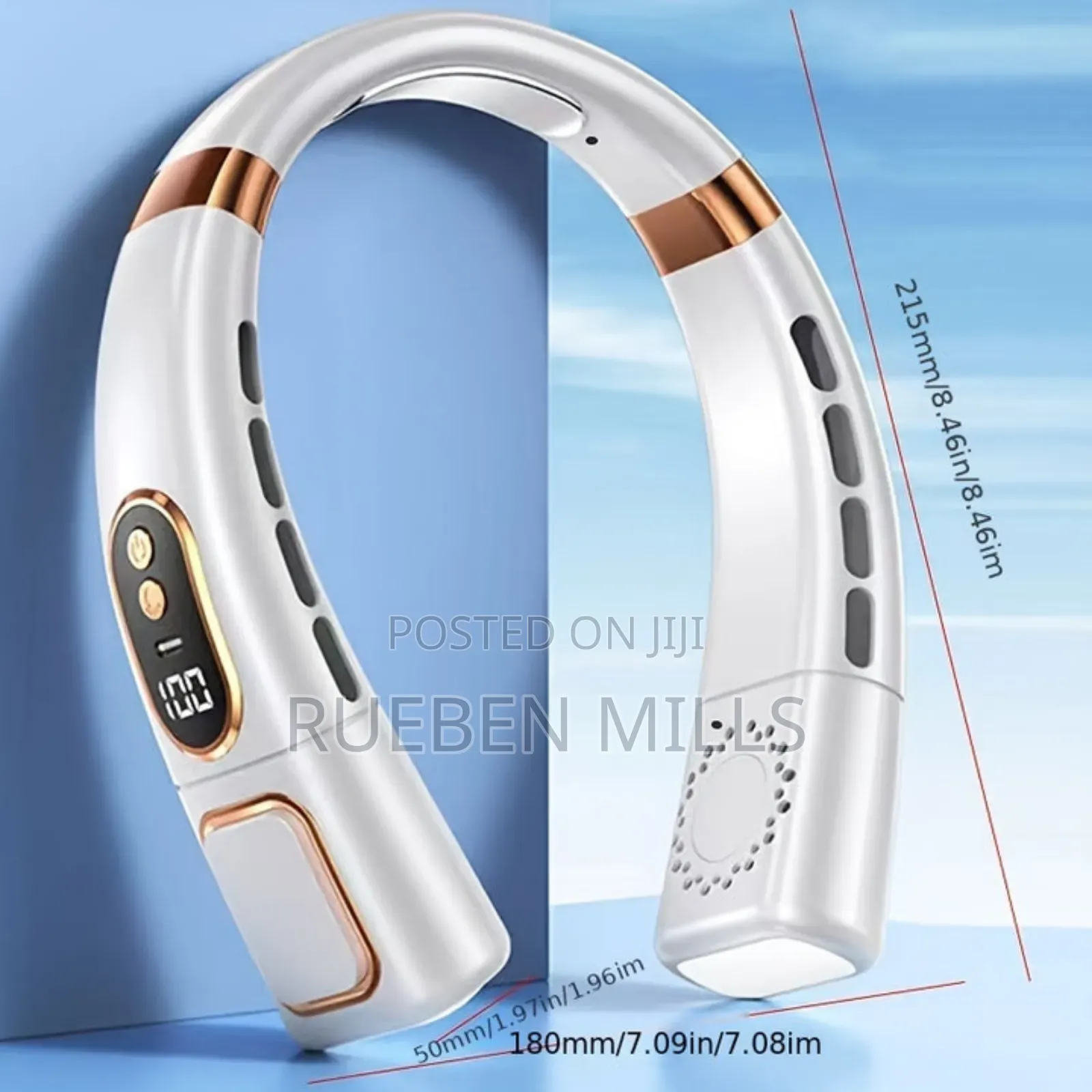 5 Wind Power High Capacity Battery White Fashion Neck Fan